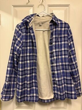 Women's Blue Plaid Fleece-Lined Flannel